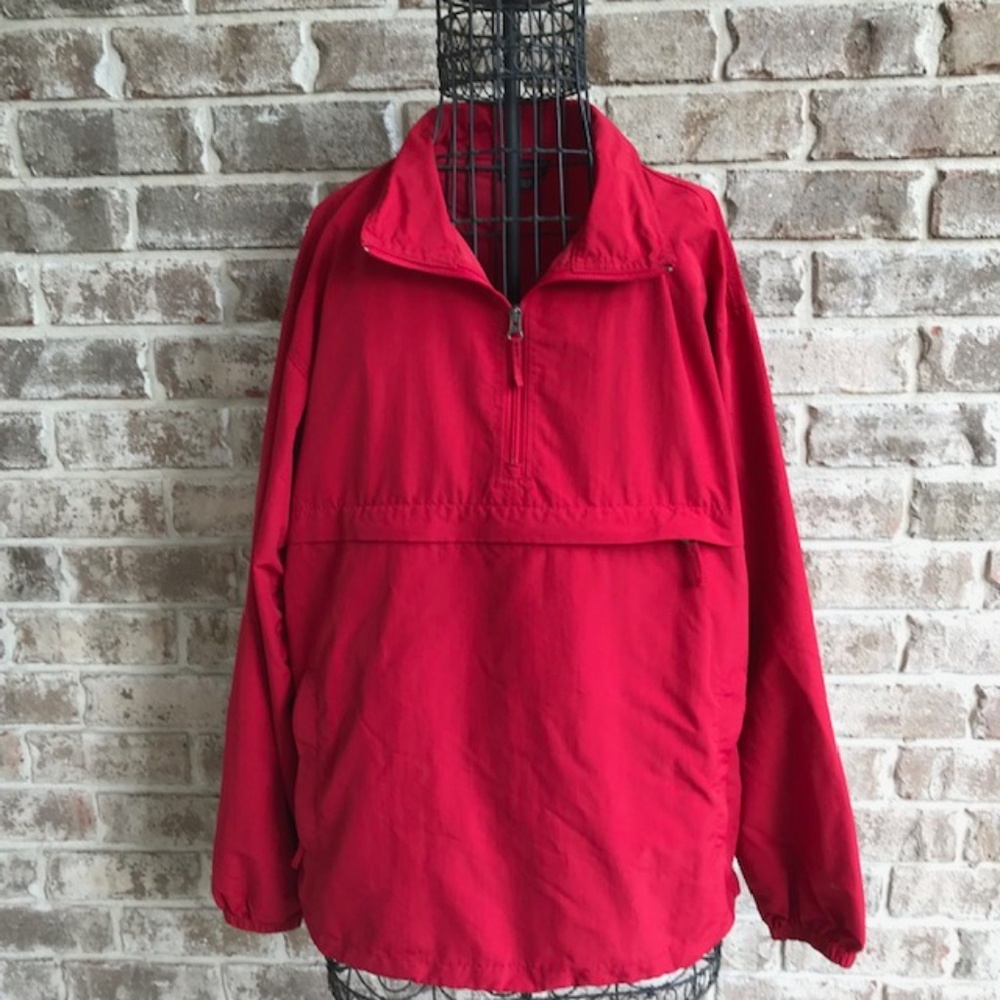 Lands' End Windbreaker Golf Sail Red Retro Large